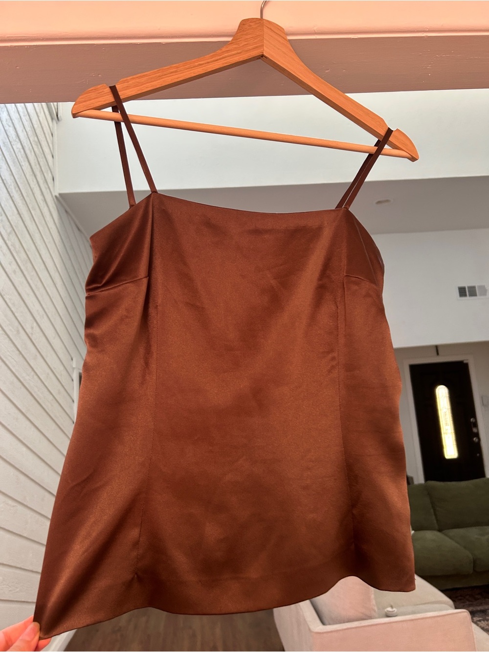 Vintage Satin Brown Spaghetti Strap Cami Top